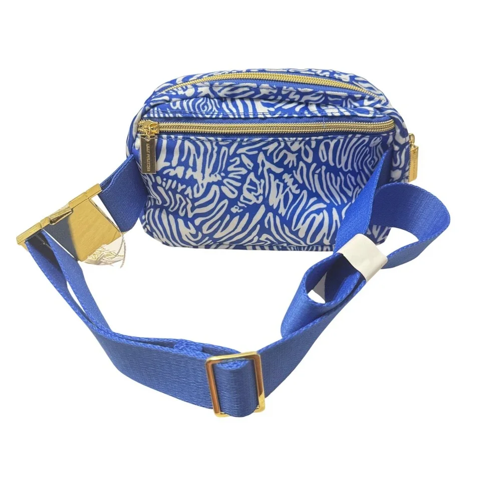 Lilly Pulitzer Jeanie Belt Bag Women OS Blue White NWT Zebra Print Fanny Pack - Picture 9 of 10